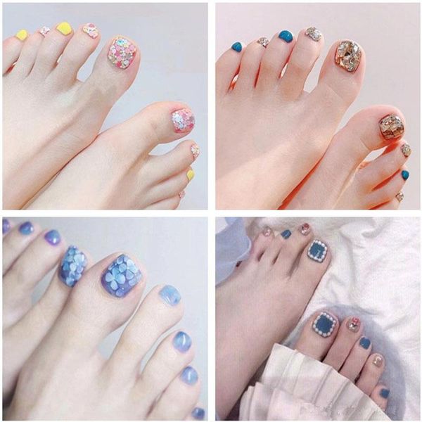 

nail gel 1sheet waterproof toe sticker glitter diy tips full cover art supplies foot decal for women girls, Red;pink