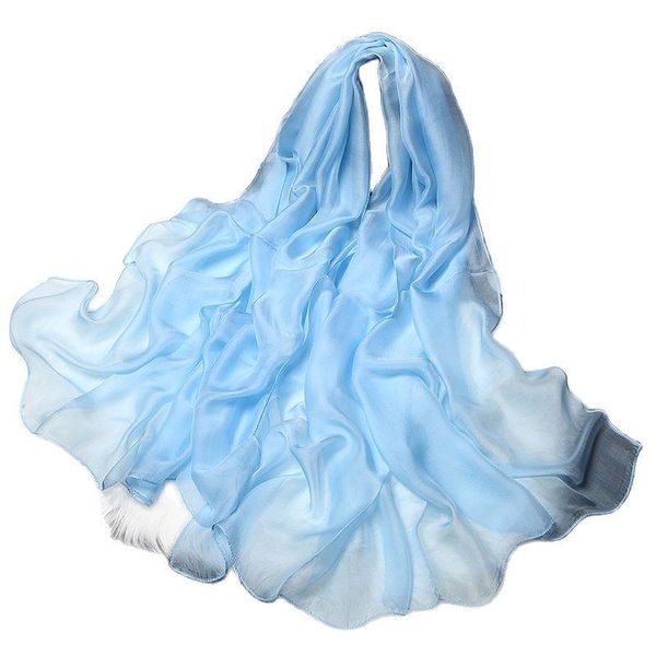 

scarves cj180110cs fashion 100% silk scarf shawl female summer & spring and winter all-match super long beach, Blue;gray