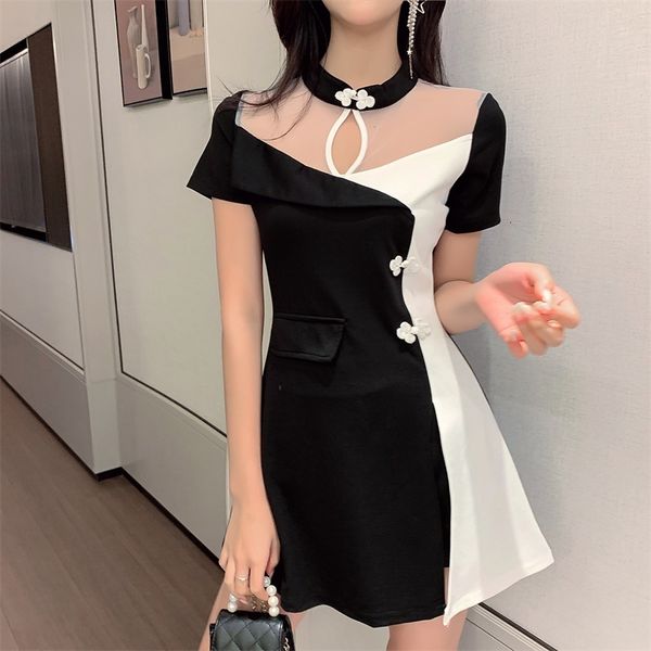 

elegant fashion women suits summer female turtleneck crochet hit color dress black from two pieces together fl4c, White