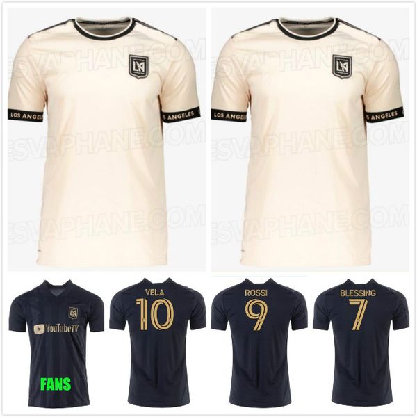 

new lafc 2021 2022 los angeles fc soccer jerseys home away 21 22 mls vela blessing rossi cifuentes men kit camisetas football shirts, Black;yellow
