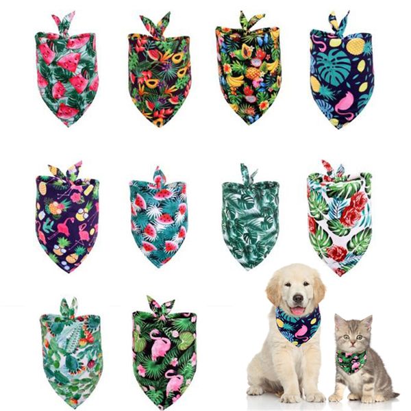 Hundebekleidung Frühling Sommer Hunde Bandana Obst Tropischer Stil Polyester Katzenschal Welpen Dreieck Lätzchen Haustiere Zubehör KDJK2106