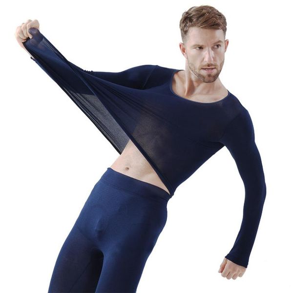 

men's thermal underwear sell thin section set winter long johns second skin warm clothes, Black;white