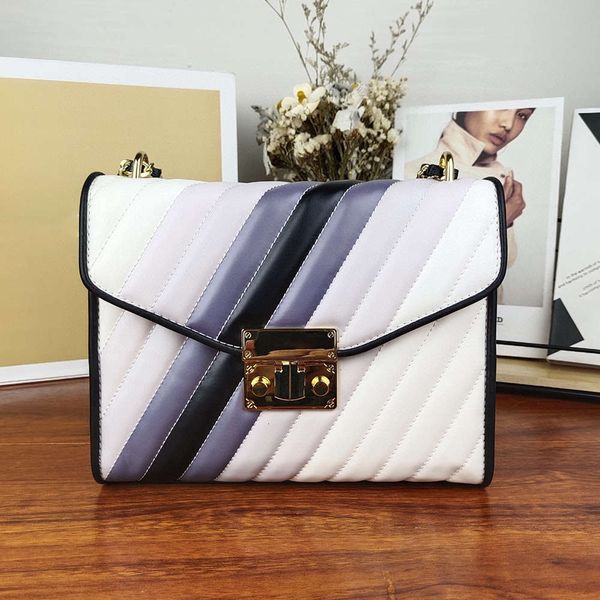 

women's leather handbags purs beautiful small chain striped european style shoulder