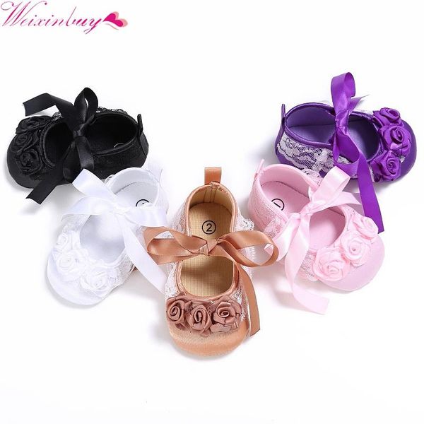 

first walkers baby girl lace bowknot prewalker toddler anti-slip shoess