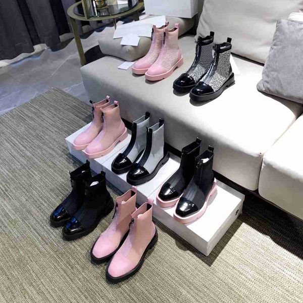 

women knitted surface boots layer leather sole classic old flower fashion shoes martin short autumn winter ankle exquisite woman boot cowboy, Black