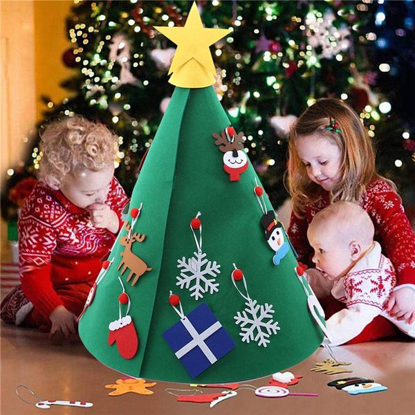 

christmas decorations kids diy felt tree year gifts toys with ornaments artificial xmas home decoration hanging