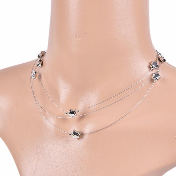 

chokers punk geometric women multilayer star choker necklaces alloy chain jewelry, Golden;silver