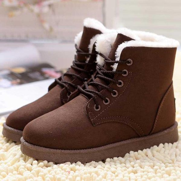 

boots fashion warm snow ankle for women bota feminina shoes woman botte femme suede with plush insole botas mujer, Black