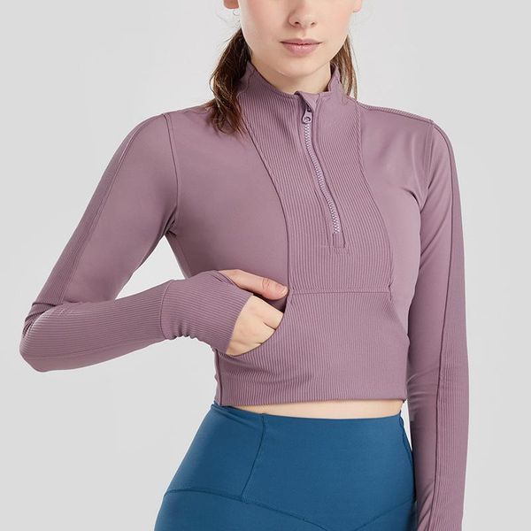 

yoga outfits half - zip suit, White;red