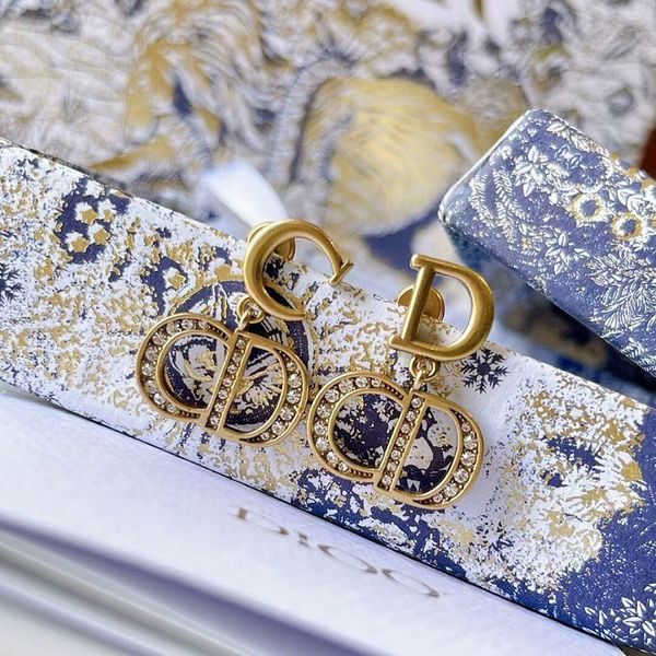 

special offer 2021 luxury designer jewelry / 2021 new diamond earrings women's fashion earrings high version brass material, Gray