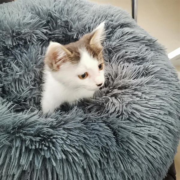 

round dog bed pet dog house bed for dogs basket pet products cushion cat mat house soft long plush mechanical wash fiber