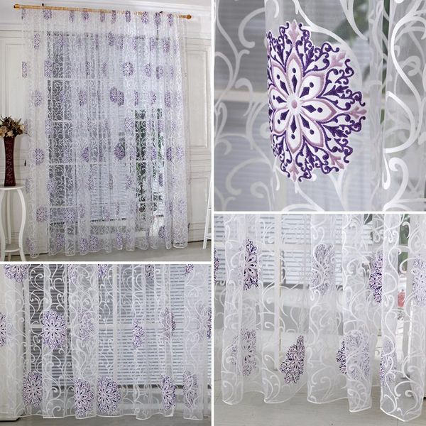 

curtain & drapes summer 100x200cm sheer flower ball classical jacquard panel tulle curtains for living room