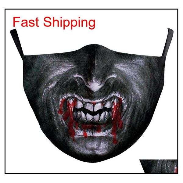 

design halloween party cosplay masks washable joker face mask printing mask halloween protection vampire cotton o jlldis dh_garden, Silver