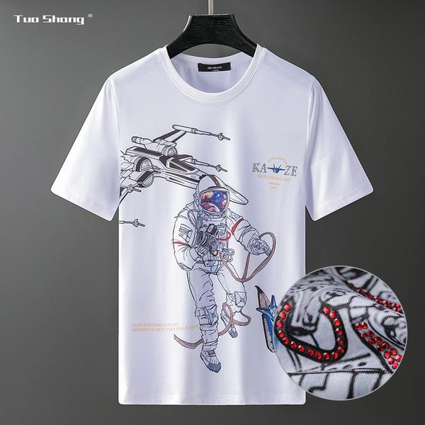 

men's t-shirts astronaut 2021 printing t shirt men summer clothes fashion streetwear short sleeve o neck slim t-shirt camisetas calaver, White;black