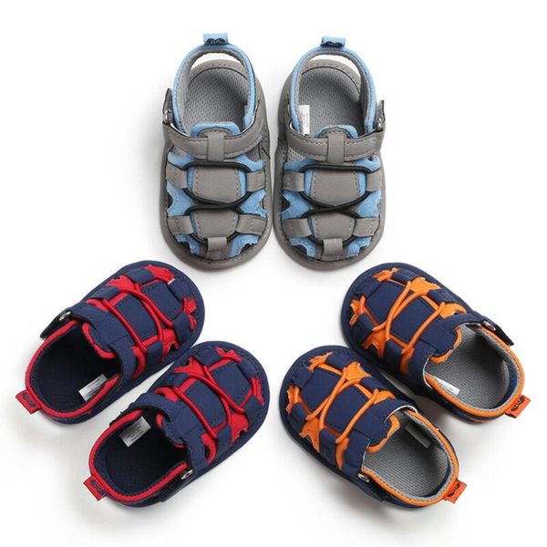 

sandals baby boy focusnorm fashion 0-18m infant kid soft sole crib toddler summer shoes, Black;red
