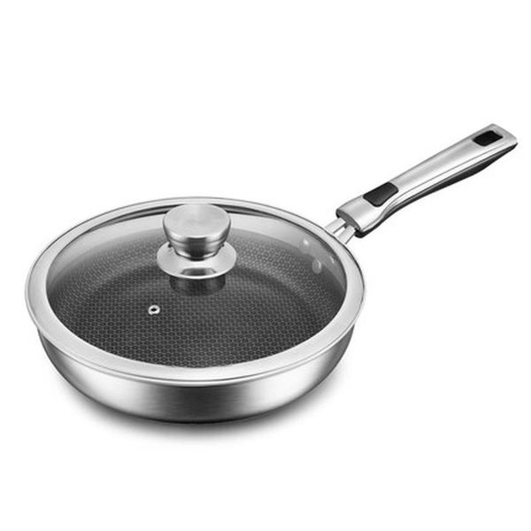 

pans 304 stainless steel frying pan uncoated wok household cooking non-stick egg steak pancake