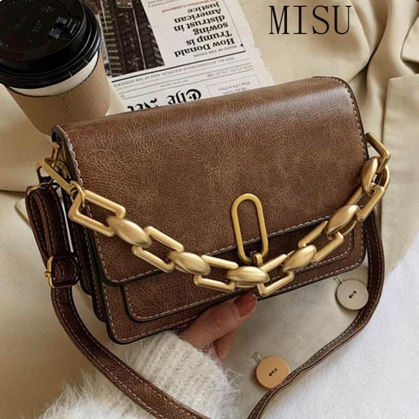 

vintage women's designer chain handbag crossbody bags for women 2021 solid color pu leather shoulder messenger bag