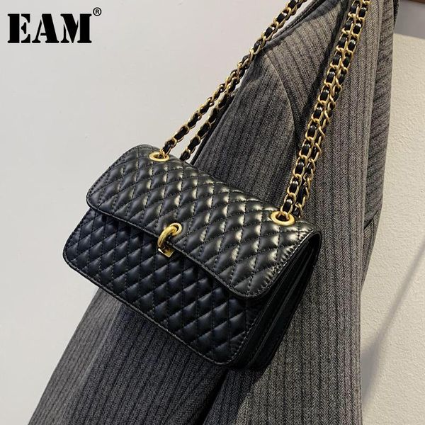 

shoulder bags [eam] women small chains pu leather flap personality all-match crossbody bag fashion tide 2021 18a1594