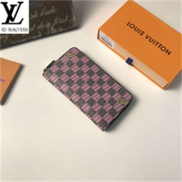

clutches brand designer chain luxury pstp purse m60017 camouflage wallets pink plaid long zipper wallet compact men real evening leather key, Red;black