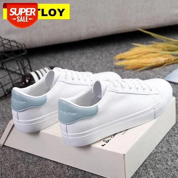 

women sneakers 2018 fashion breathble vulcanized shoes women pu leather platform shoes lace up casual white #cb1n