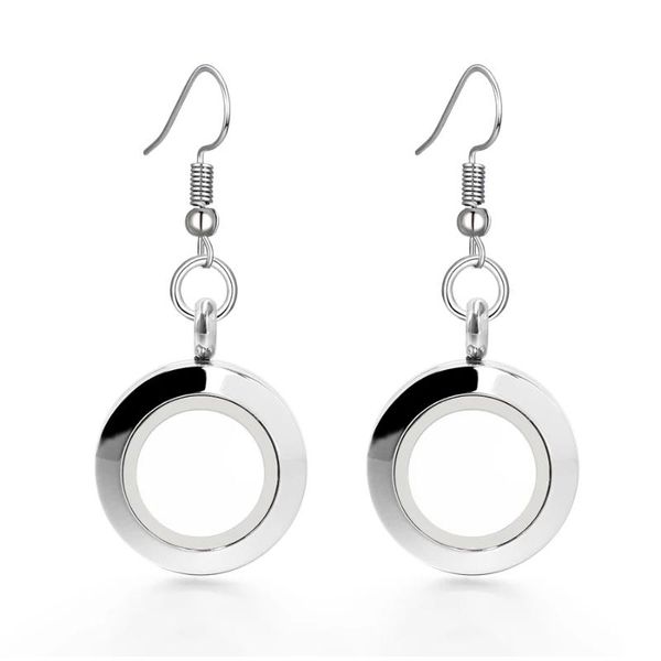 

316l stainless steel living memory locket earrings floating charms lockets earring for women, Golden;silver