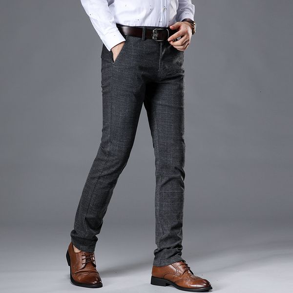 

2021 new men's elastic casual mens business slim jogger stretch long trouser male suit 2lh0, Black