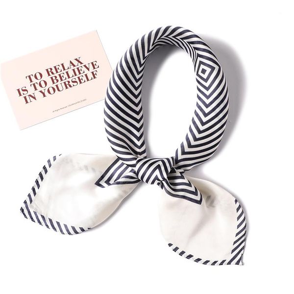 

scarves women square scarf fashion silk feeling striped print neckerchief hair bag decorative band office femal scarfs 2021, Blue;gray