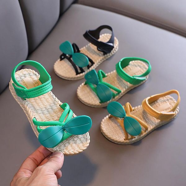 

sandals girls 2021 summer bow-knot princess children's shoes non-slip soft bottom baby casual korean beach, Black;red