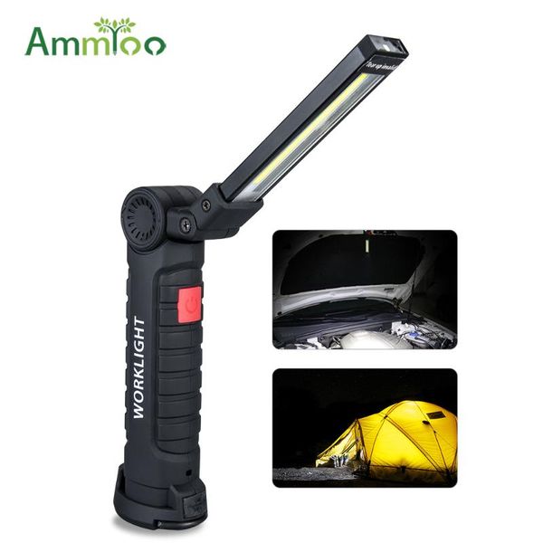 

10w 5 modes led rechargeable cob folding powerful magnetic base 360Â°rotate handheld light lamp outdoor