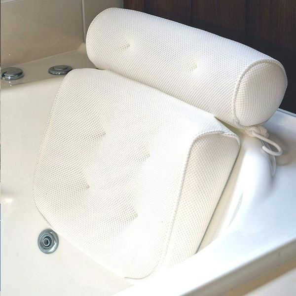 

white bath tub pillow home spa massage cushion neck & back rest with suction cup cervical health massageador relaxation