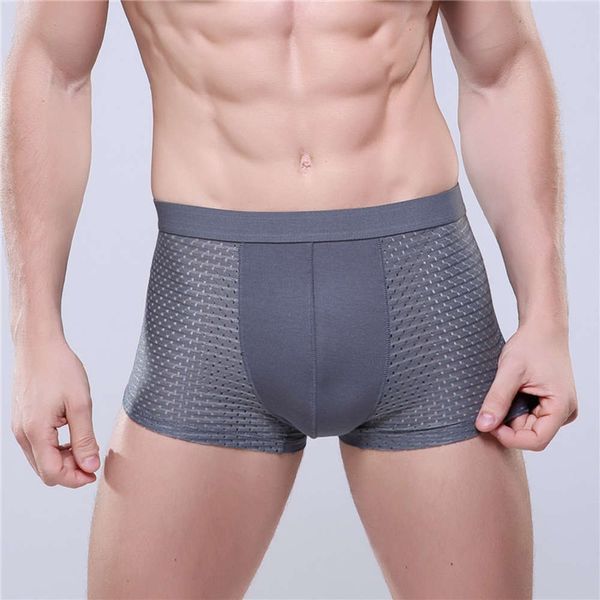 

2. men's ice silk hollow out and breathable boxer underwear, Black;white