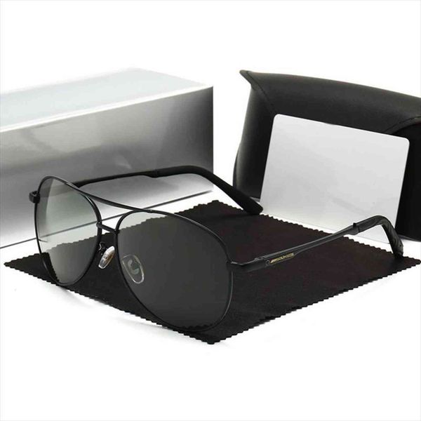 

polarized sunglasses men metal alloy mercede 811 pilot discolor lens day and night glasses for driving fishing gafas de, White;black