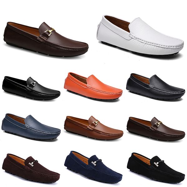 Moda condução couro casuals doudou sapatos masculinos respirável sola macia luz bronzeado preto marinho branco azul sier amarelo cinza calçado all-match preguiçoso cross-bor 96