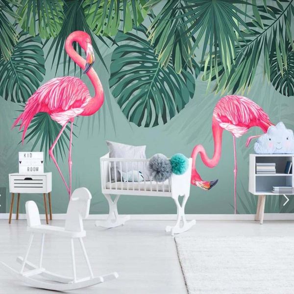 

wallpapers 3d embossed wall murals flamingo paper wallpaper modern nature for restaurants papel pared tropical potapete