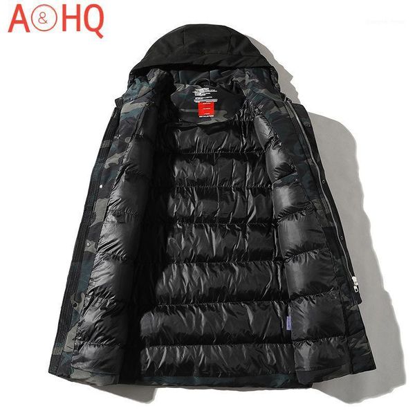 

men's down & parkas long winter jacket men puffer camouflage outdoor overcoat cotton padded outwear windbreaker coat, Black
