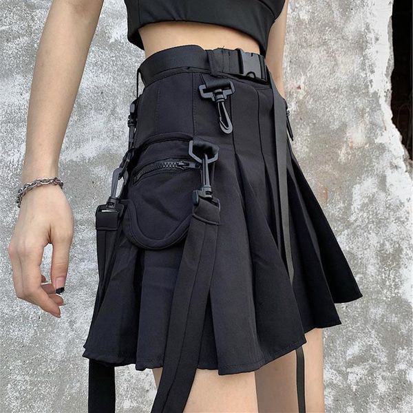 

2021 new high-waisted to-line skirt plied miniskirt safari women's skirts h5d4, Black