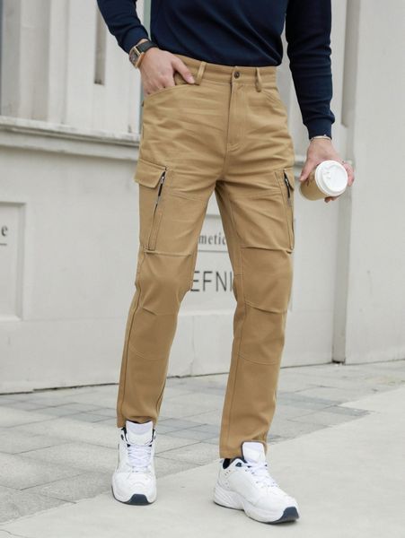 

men flap pocket cargo pants p08h#, Black