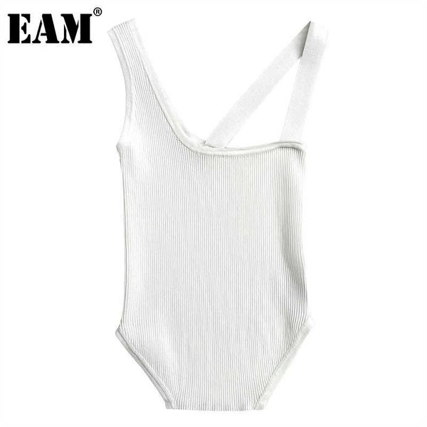 

women's tanks & camis [eam] women white knitting irregular tank v-collar sleeveless personality fashion tide spring summer 2021 1dd977