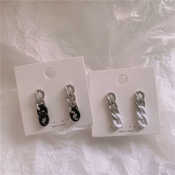 

hbp personality design niche cool wind chain dripping oil double color tassel earrings women's fashion, Silver