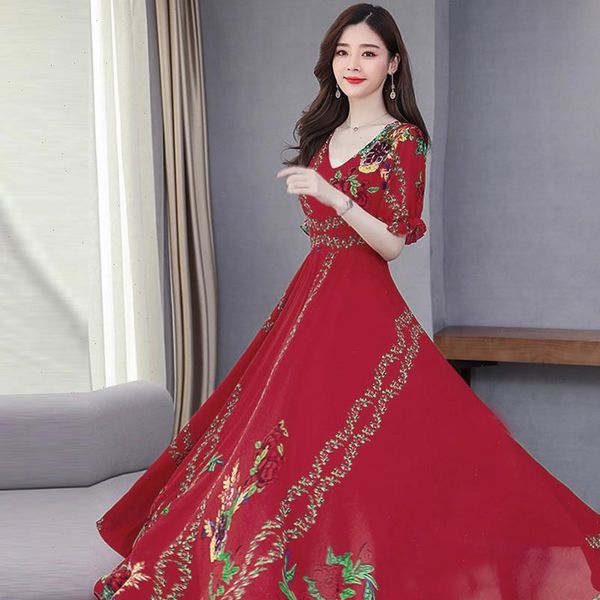 

summer dress 2021 floral print boho beach dress tunic maxi dresses women evening party dress sundress vestidos de festa j30, Black;gray