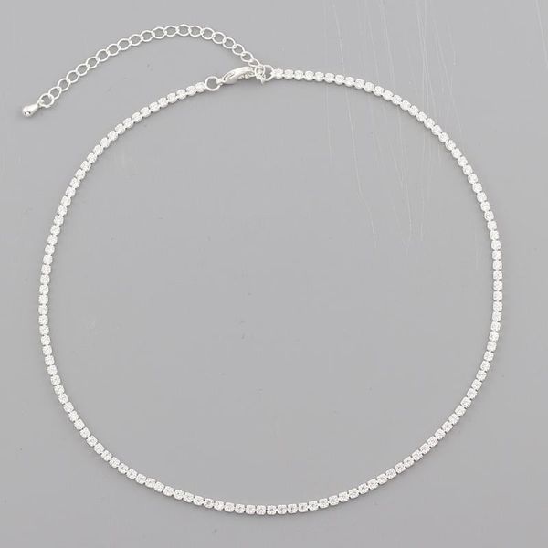 

chokers simple fashion lightweight pure color zircon necklace copper gold-plated jewelry party daily accessories for women, Golden;silver