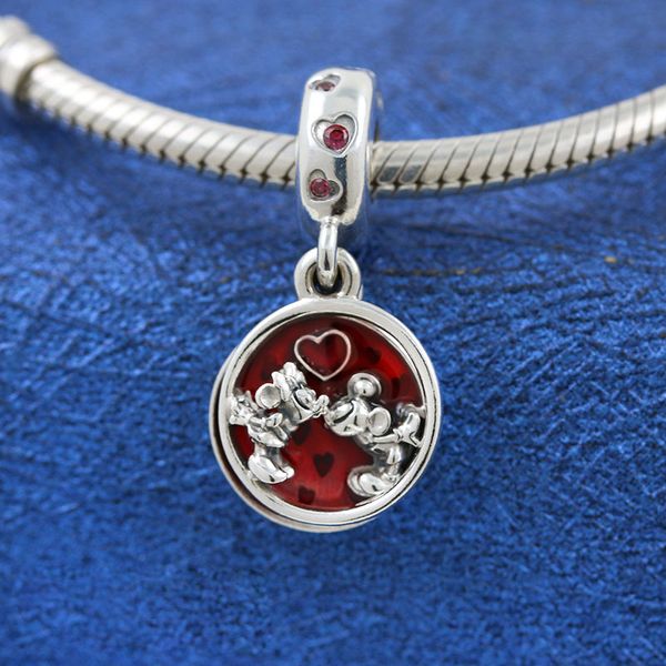 Perlina ciondolante amore e baci in argento sterling 925 si adatta ai braccialetti con ciondoli stile Pandora di gioielli europei