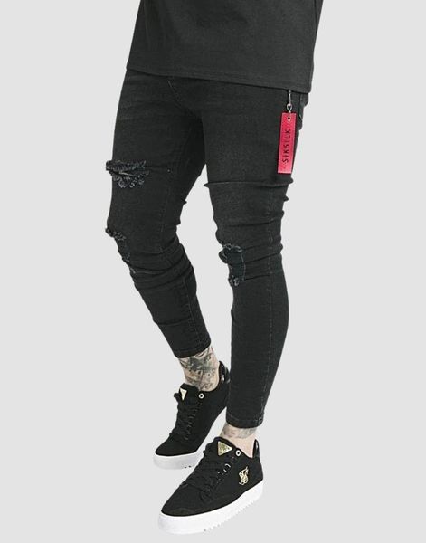 

men's jeans siksilk flight zipper black, Blue