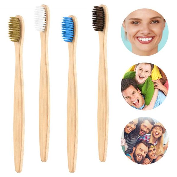 

toothbrush 1pcs soft hair natural bamboo flat handle bristle colour optional