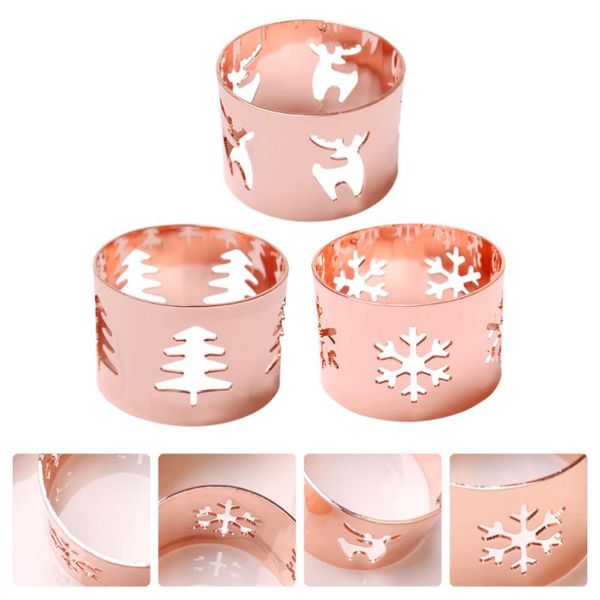 

napkin rings 3pcs christmas designed alloy dinner buckles (rose gold)