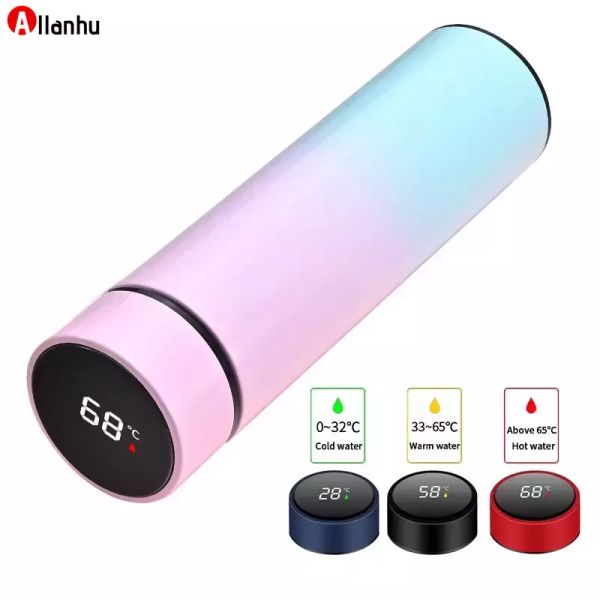 NUOVO! 500ML Smart Water Bottle Led Vacuum Flask Display digitale della temperatura Tazze termiche per caffè in acciaio inossidabile Tazze di isolamento intelligenti