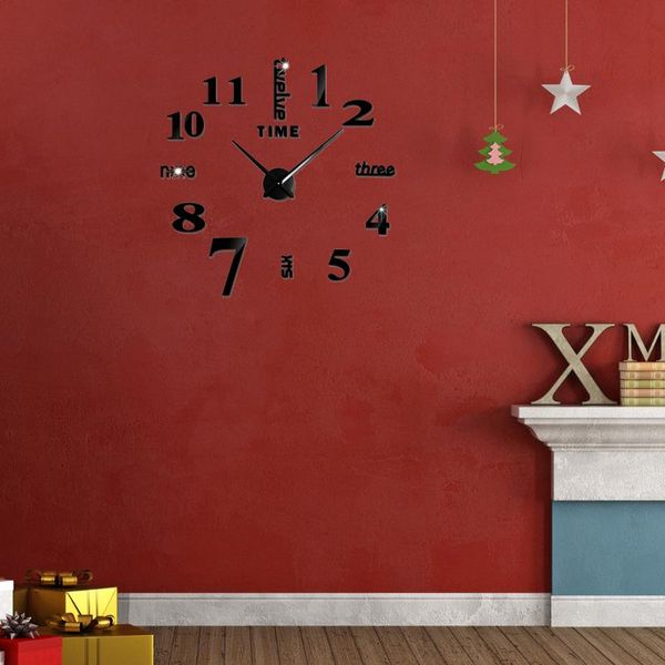 

wall clocks large clock without frame decorative art non-ticking for living room bedroom office(black)