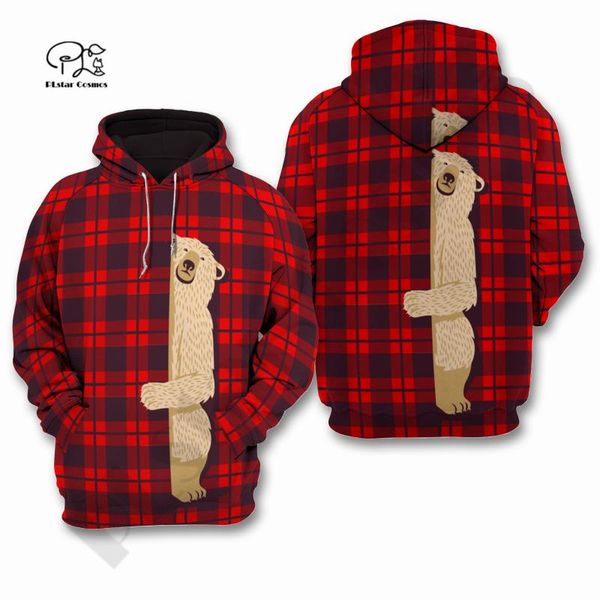 

men's hoodies & sweatshirts plstar cosmos 3dprinted est bear christmas red plaid harajuku streetwear unique casual sport hoodies/swea, Black