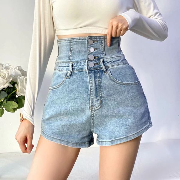 

[deat] women's jean shorts broad leg high-waist cord solid single-breasted loose-tide fashion new summer 2021 two8, White;black