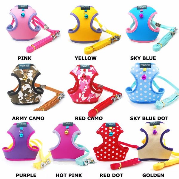 

small cat pet dog harness puppy soft mesh fabric adjustable harness lead leash with clip